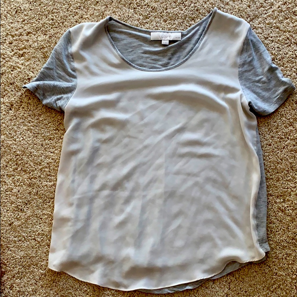 Loft gray top with sheer front Sz MP